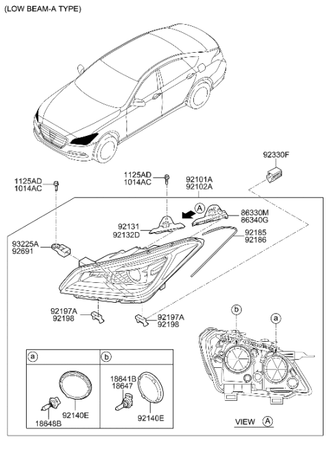 2014 Hyundai Genesis New Body Style Head Lamp Diagram 2