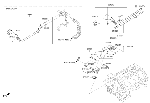 2015 Hyundai Genesis Pipe Assembly-Water Outlet Diagram for 25460-3C550
