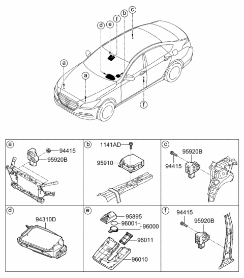 2016 Hyundai Genesis Unit Assembly-Head Up Display Diagram for 94310-B1410