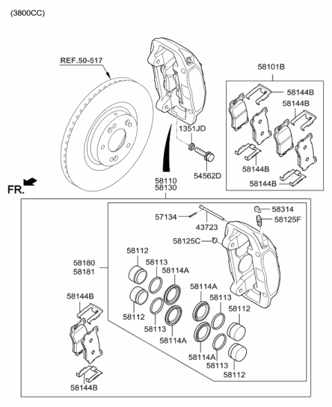 2015 Hyundai Genesis Front Wheel Brake - Diagram 2