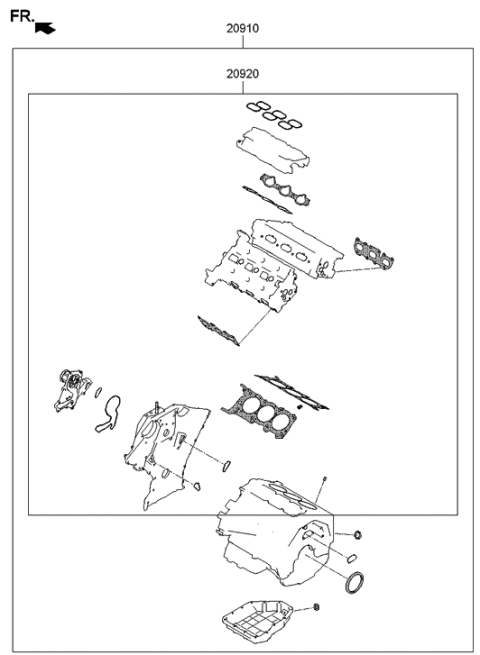 2014 Hyundai Genesis New Body Style Engine Gasket Kit Diagram 1