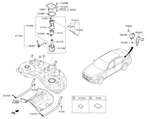 2014 Hyundai Genesis Bracket-Fuel Pump Diagram for 33042-B1000