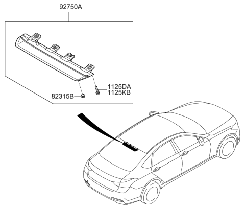 2016 Hyundai Genesis Lamp Assembly-High Mounted Stop Diagram for 92700-B1000