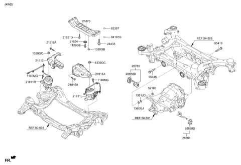 2014 Hyundai Genesis Engine Support Bracket Assembly,Right Diagram for 21825-B1300