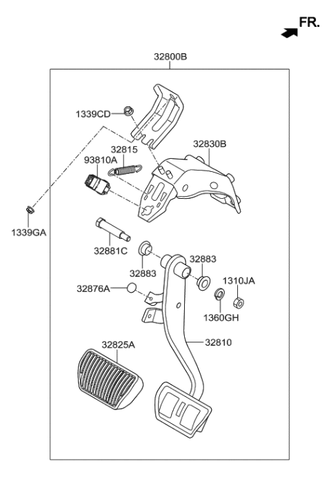 2014 Hyundai Genesis New Body Style Brake & Clutch Pedal Diagram