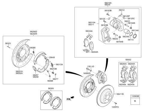 2016 Hyundai Elantra Caliper Kit-Rear Brake,RH Diagram for 58311-3MA30