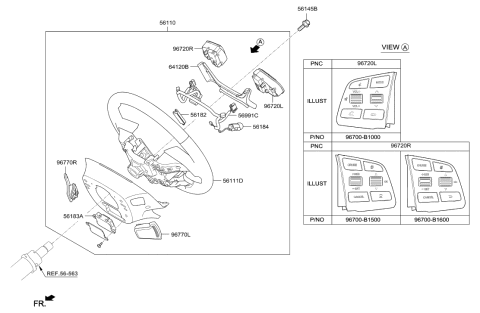 2015 Hyundai Genesis Steering Wheel Assembly Diagram for 56100-B1050-RNB