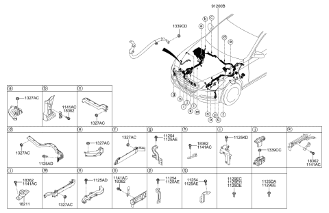 2015 Hyundai Genesis Wiring Assembly-Front Diagram for 91202-B1131