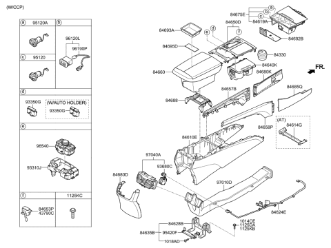 2017 Hyundai Elantra Cigar Lighter Socket Assembly Diagram for 95120-B1050