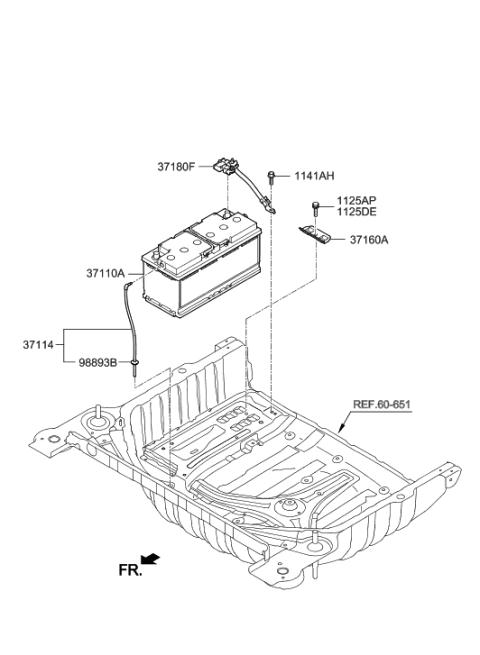 2017 Hyundai Elantra Battery Sensor Assembly Diagram for 37180-B1200
