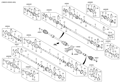 2015 Hyundai Veloster Drive Shaft (Front) Diagram 1