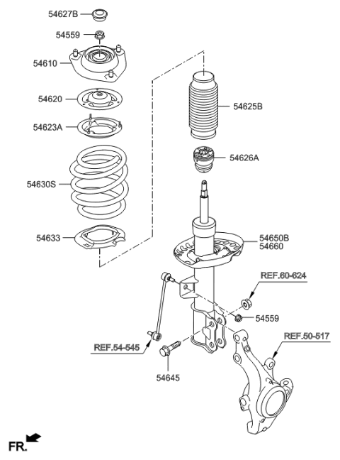 2016 Hyundai Veloster Strut Assembly, Front, Left Diagram for 54651-2V930