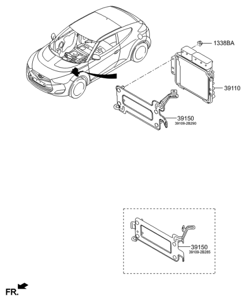 1992 Hyundai Scoupe Engine Control Module Unit Diagram for 39131-2BFS5