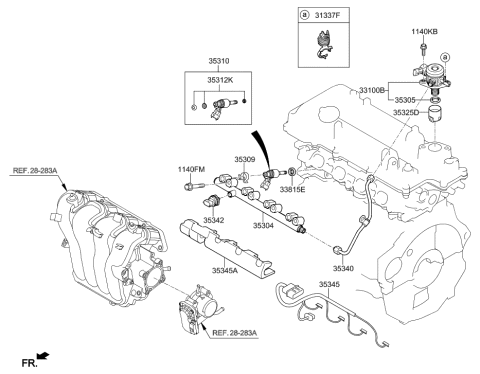 2015 Hyundai Veloster Throttle Body & Injector Diagram
