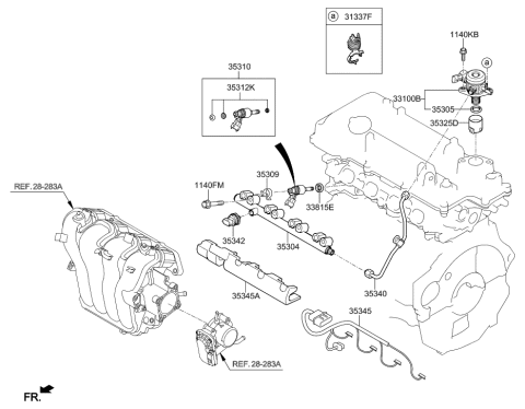 2017 Hyundai Veloster Throttle Body & Injector Diagram