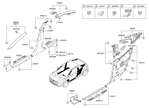 2017 Hyundai Veloster Trim Assembly-Front Pillar LH Diagram for 85810-2V100-RY