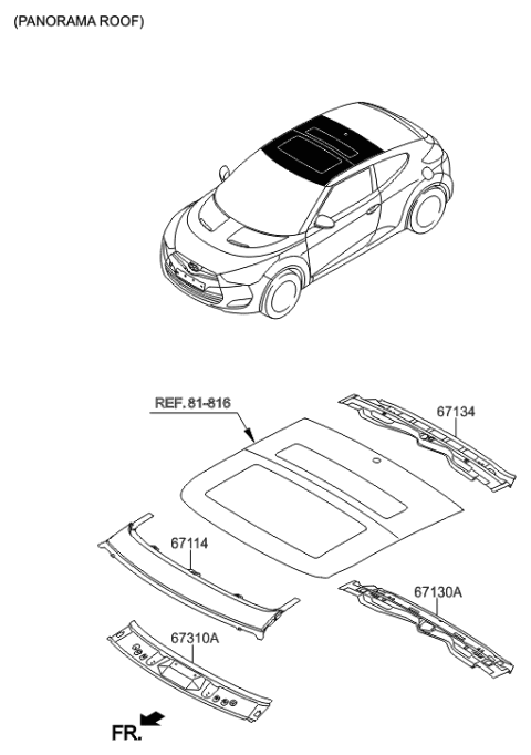 2017 Hyundai Veloster Panel-Panorama Front Diagram for 67113-2V050