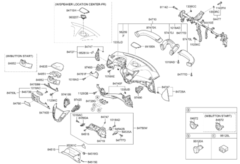 1991 Hyundai Scoupe Steering Column Upper Shroud Diagram for 84850-2V050-RY