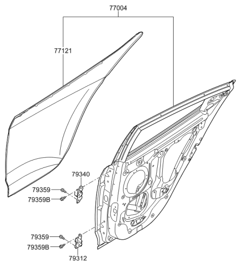 2017 Hyundai Veloster Rear Door Panel Diagram