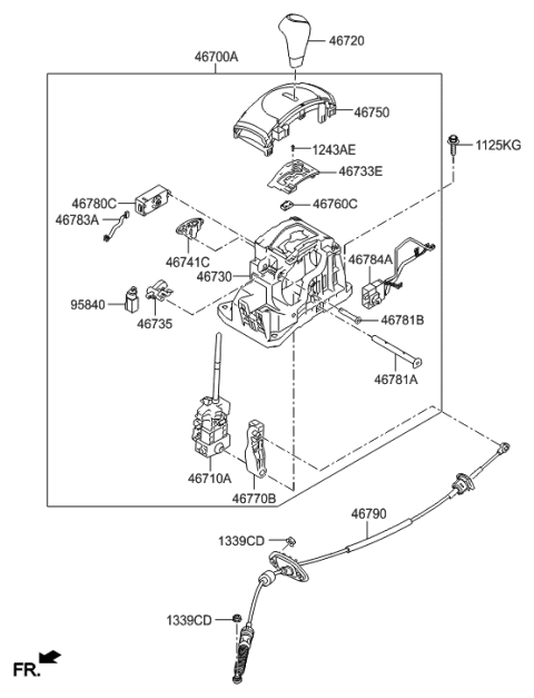 1992 Hyundai Scoupe Lever Assembly-Automatic Transmission Diagram for 46700-2V310