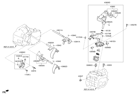 2017 Hyundai Veloster Gear Shift Control-Manual Diagram 3