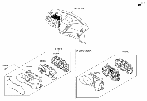 1990 Hyundai Scoupe Cluster Assembly-Instrument Diagram for 94021-2V200