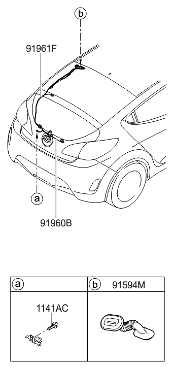 2015 Hyundai Veloster Wiring Harness-Tail Gate Extension Diagram for 91685-2V041