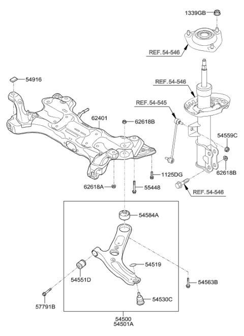 2017 Hyundai Veloster Bush-Front Lower Arm(G) Diagram for 54584-3X010