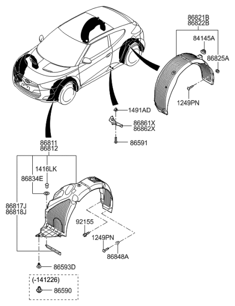 2015 Hyundai Veloster Wheel Gaurd Diagram