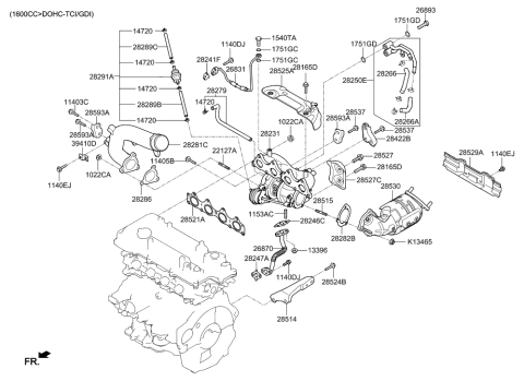 2016 Hyundai Veloster Catalyst Case Assembly Diagram for 28530-2BTB0