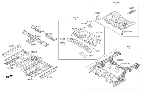 1992 Hyundai Scoupe Panel Assembly-Rear Floor Rear Complete Diagram for 65520-2V101