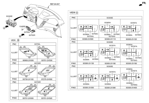 2016 Hyundai Veloster Complete-Crash Pad Lower Switch Diagram for 93300-2V140-4X