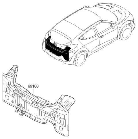 2015 Hyundai Veloster Panel Assembly-Back Diagram for 69100-2V310