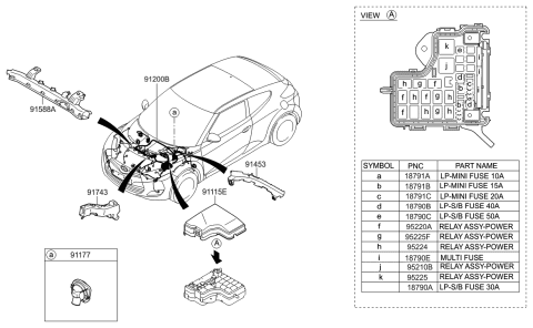 2017 Hyundai Veloster Wiring Assembly-Front Diagram for 91301-2V137