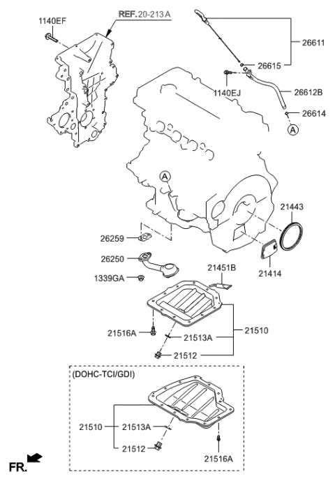 2015 Hyundai Veloster Belt Cover & Oil Pan Diagram