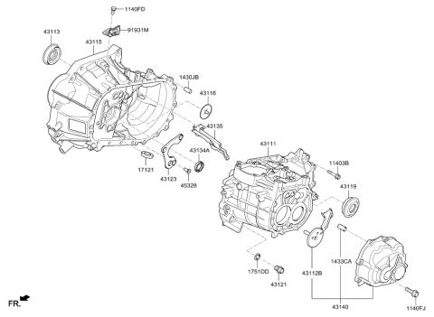 2017 Hyundai Veloster Transaxle Case-Manual Diagram 2