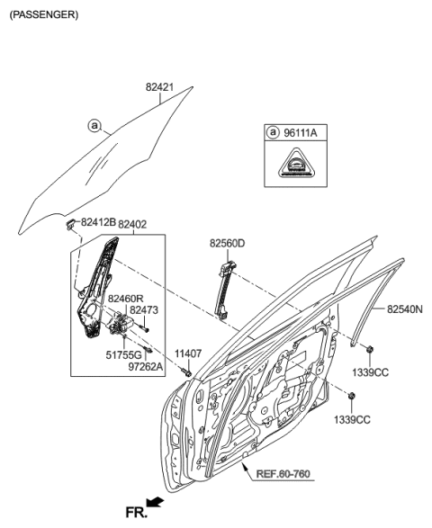 2016 Hyundai Veloster Front Door Window Regulator & Glass Diagram 2