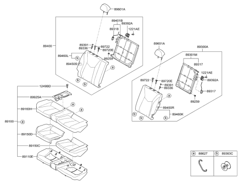 2017 Hyundai Veloster 2Nd Back Seat Cover Assembly, Left Diagram for 89360-2V271-TFE