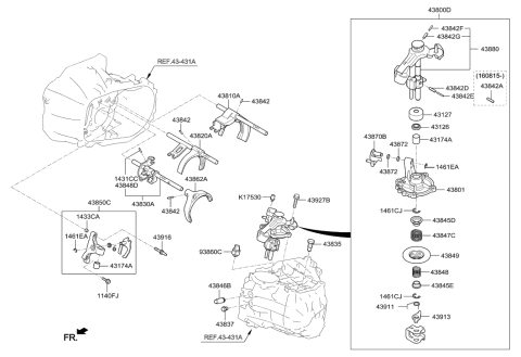 2017 Hyundai Veloster Gear Shift Control-Manual Diagram 1
