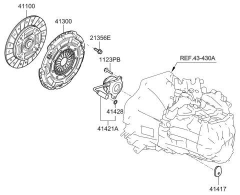 2017 Hyundai Veloster Clutch & Release Fork Diagram 1