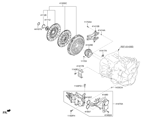 1992 Hyundai Scoupe Fork Assembly-Release Diagram for 41430-23200