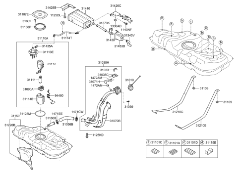 2017 Hyundai Veloster Complete-Fuel Pump Diagram for 31110-2V501