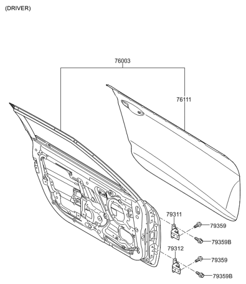 2016 Hyundai Veloster Front Door Panel Diagram 1