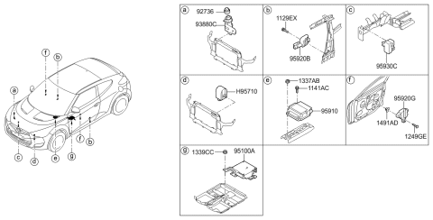 1990 Hyundai Scoupe Module Assembly-Air Bag Control Diagram for 95910-2V050