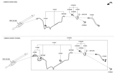 1992 Hyundai Scoupe Hose-Clutch Diagram for 41640-3X000