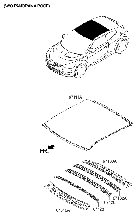 2017 Hyundai Veloster Rail-Roof Center No.1 Diagram for 67152-2V000