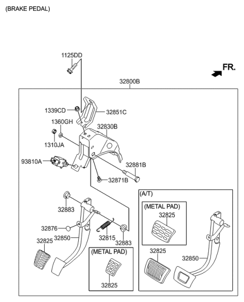 2015 Hyundai Veloster Brake & Clutch Pedal Diagram 1