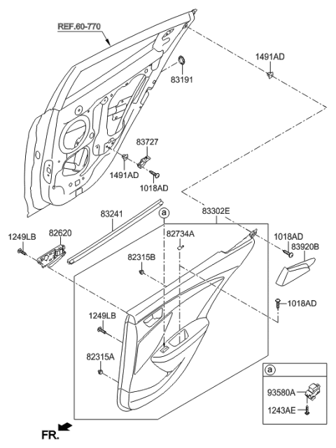 1990 Hyundai Scoupe Power Window Sub-Switch Assembly Diagram for 93580-2V000-4X