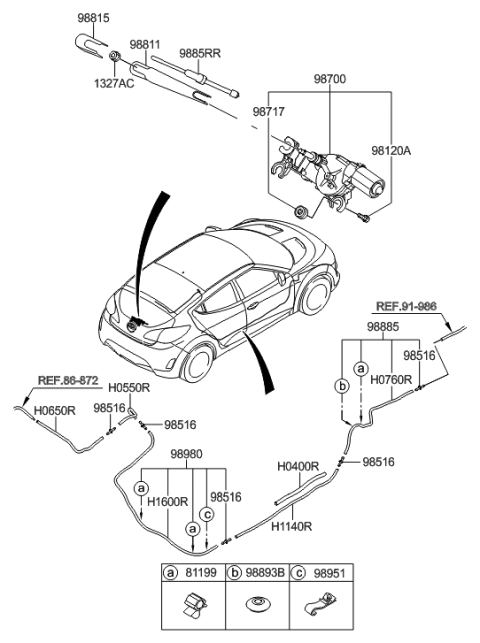 2016 Hyundai Veloster Rear Wiper & Washer Diagram