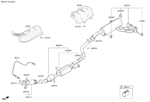 2016 Hyundai Veloster Front Muffler Assembly Diagram for 28610-A2500